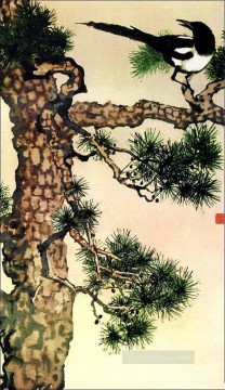 シュ・ベイホン・ジュ・ペオン Painting - 徐北虹パイの枝 2 古い中国のインク